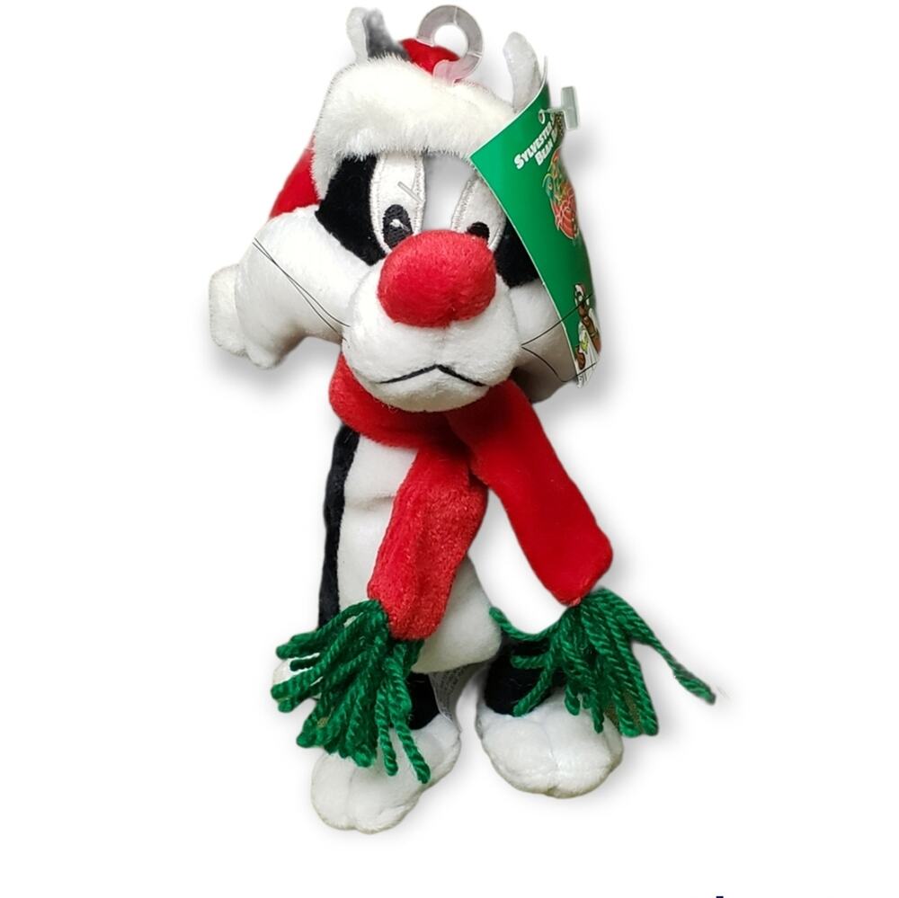 Warner Brothers Sylvester Santa Bean Bag Toy Plush • Christmas Stuffed Plush